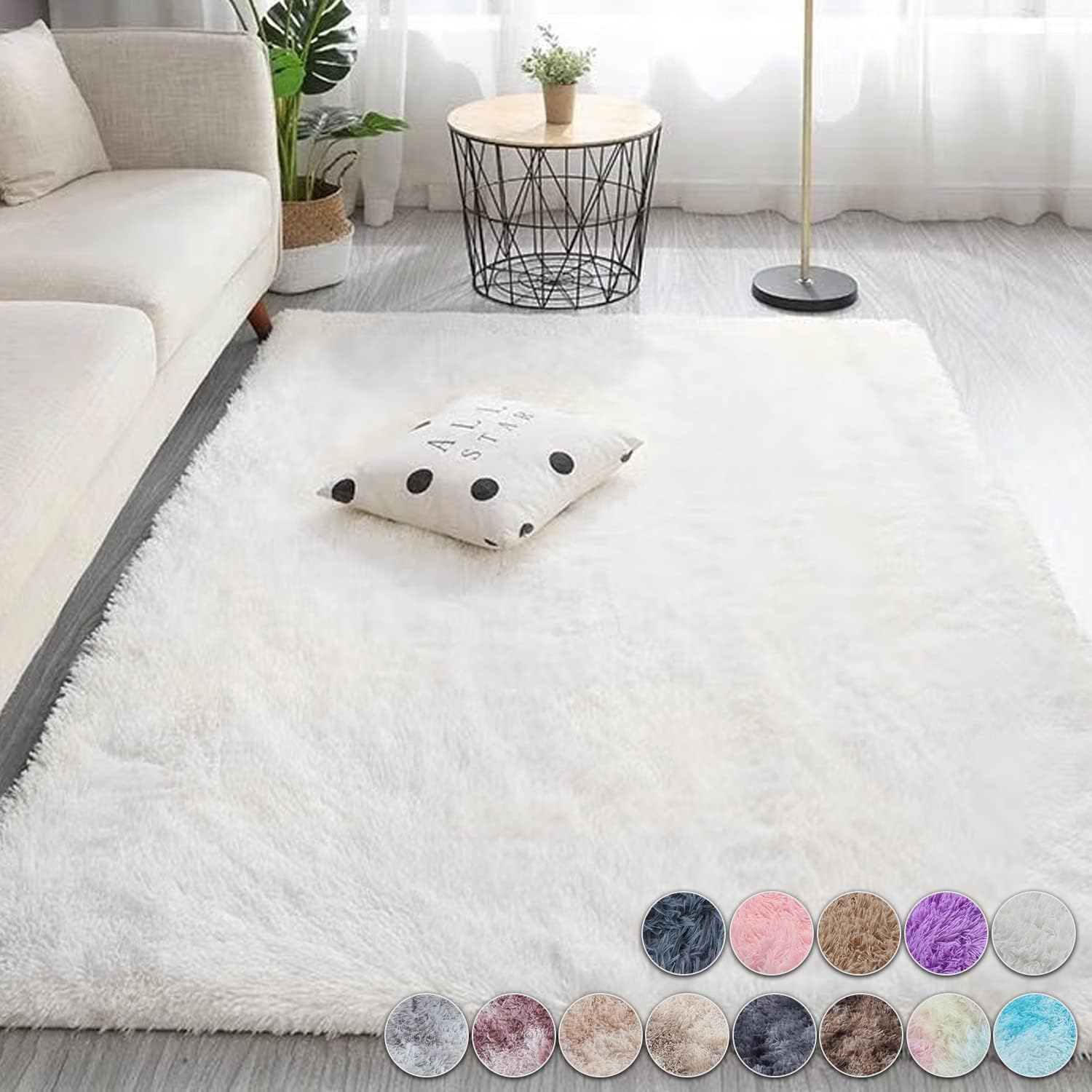 Door Mat Blank - Fluffy Cream White Woolen Rug for