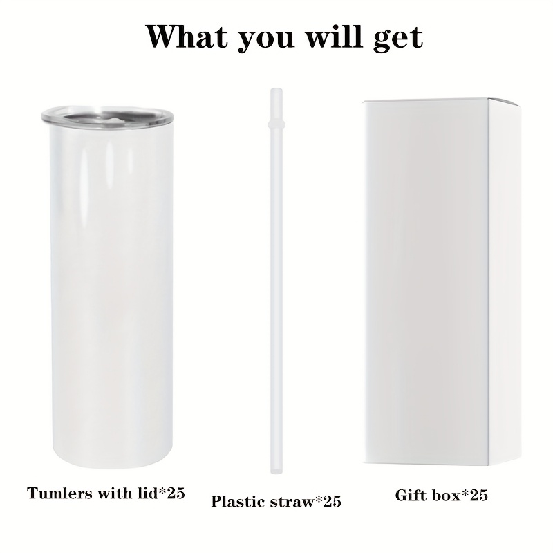25pcs 20oz Straight Stainless  – обзор и цена Tumbler 20Oz White